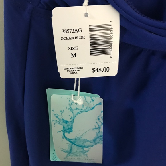 New Eco strapless bandeau shirt blue swim coverup - Picture 6 of 6